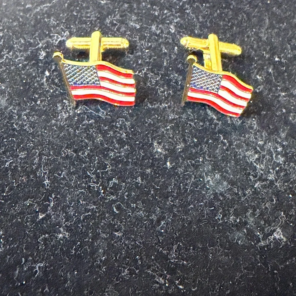 American Flag Cufflinks - Gold and Red